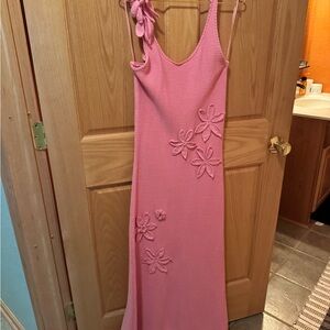 Able Pink Maxi Dress with Floral Details
